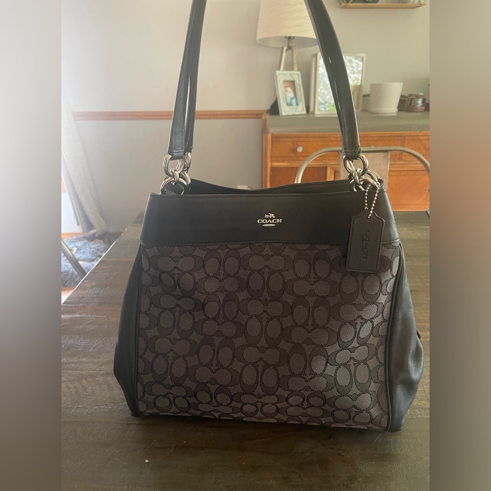 Coach Lexy Shoulder Black and Gray  Bag